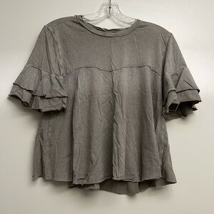 Abound Gray Ruffle Short Sleeve Tee